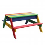 Masuta copii cu Bancute Curcubeu din lemn si Cutii cu Nisip - Bancuta cu Masuta Axi pentru Picnic si Activitati 2 in 1 cu recipente pentru nisip si apa Masuta copii cu Bancute Curcubeu din lemn si Cutii cu Nisip - Bancuta cu Masuta Axi pentru Picnic si Activitati 2 in 1 cu recipente pentru nisip si apa